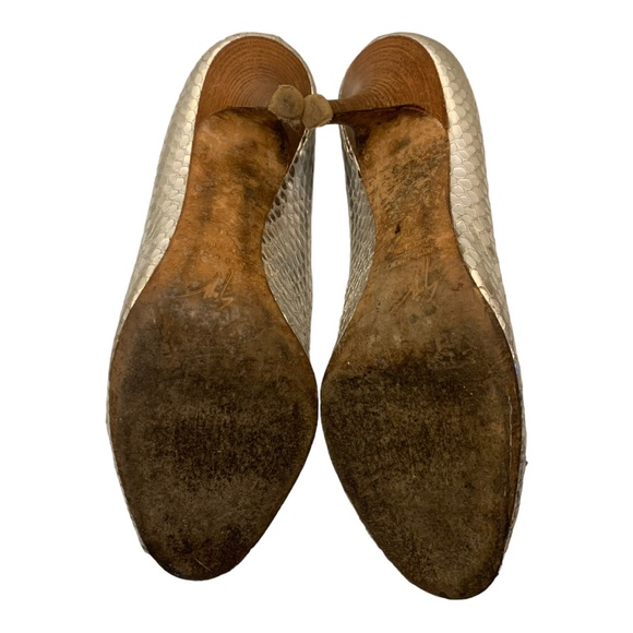 Giuseppe Zanotti Silver Python Embossed Peep Toe - Picture 12 of 13